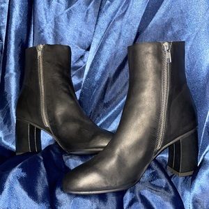 JNBY Black Leather Booties w/ 3” Heel 5.5 (36)